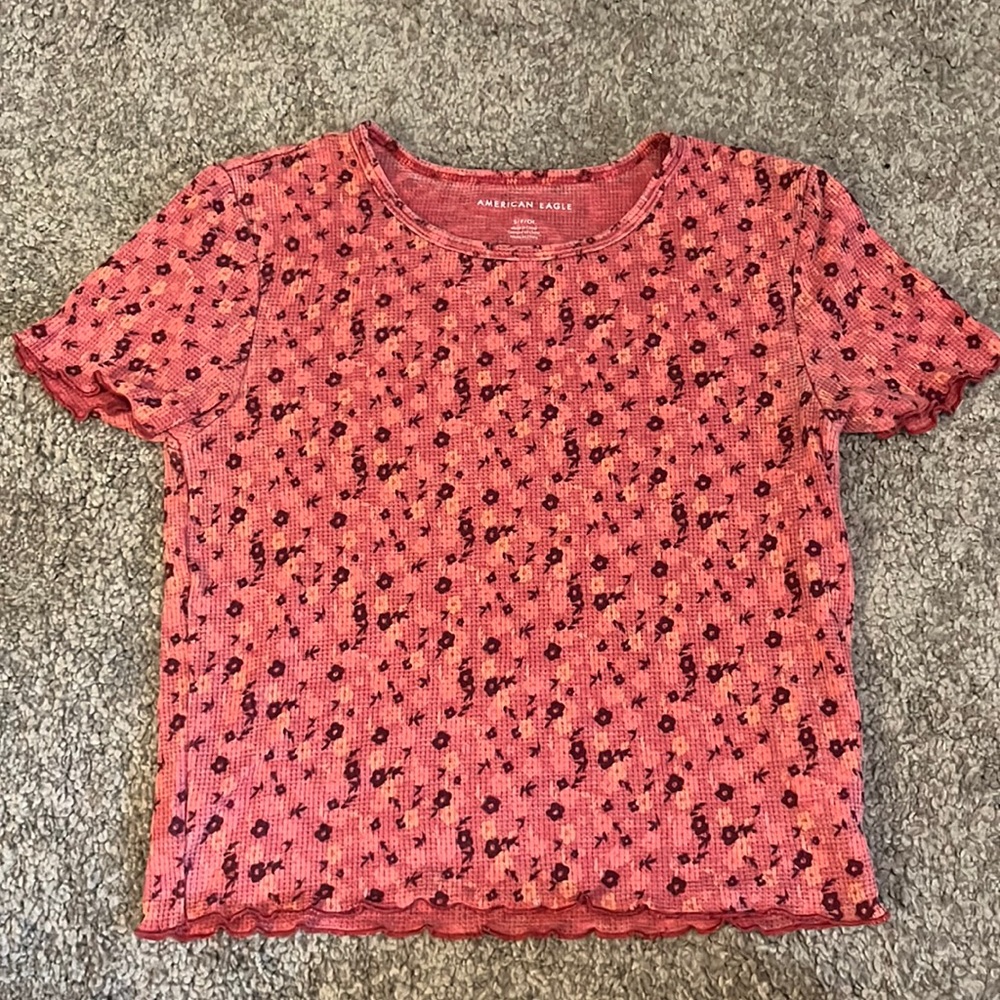 Floral American Eagle Crop Top